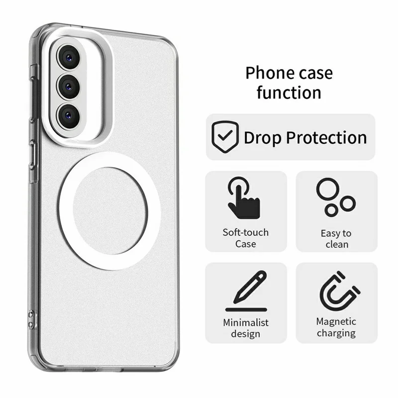 For Samsung Galaxy A57 5G Magnetic Case Anti Drop Hybrid Phone Back Cover - White