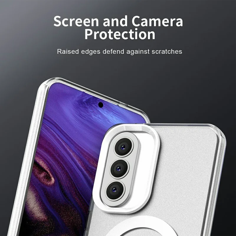 For Samsung Galaxy A57 5G Magnetic Case Anti Drop Hybrid Phone Back Cover - White