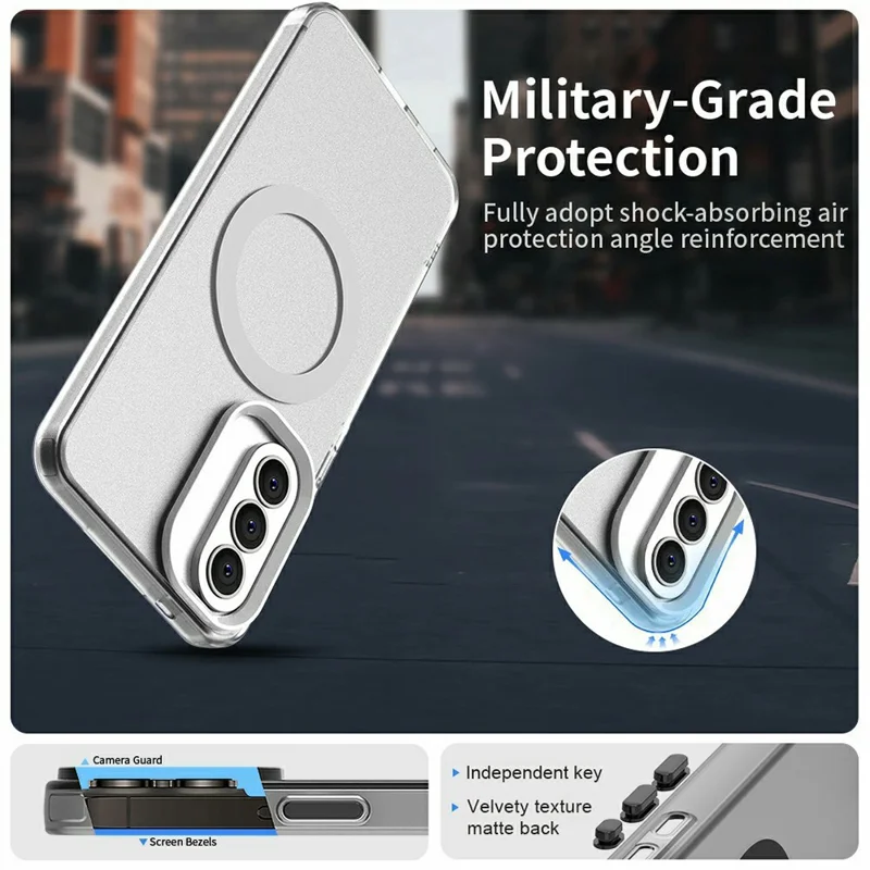 For Samsung Galaxy A57 5G Magnetic Case Anti Drop Hybrid Phone Back Cover - White