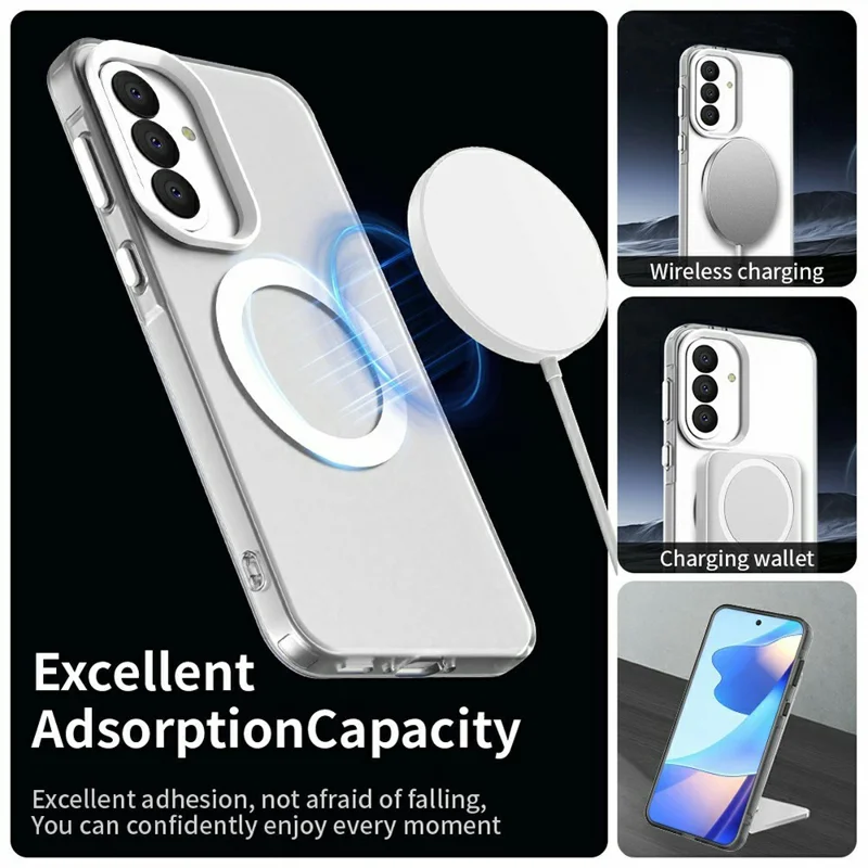 For Samsung Galaxy A37 5G Magnetic Case Anti Drop Hybrid Phone Back Cover - White
