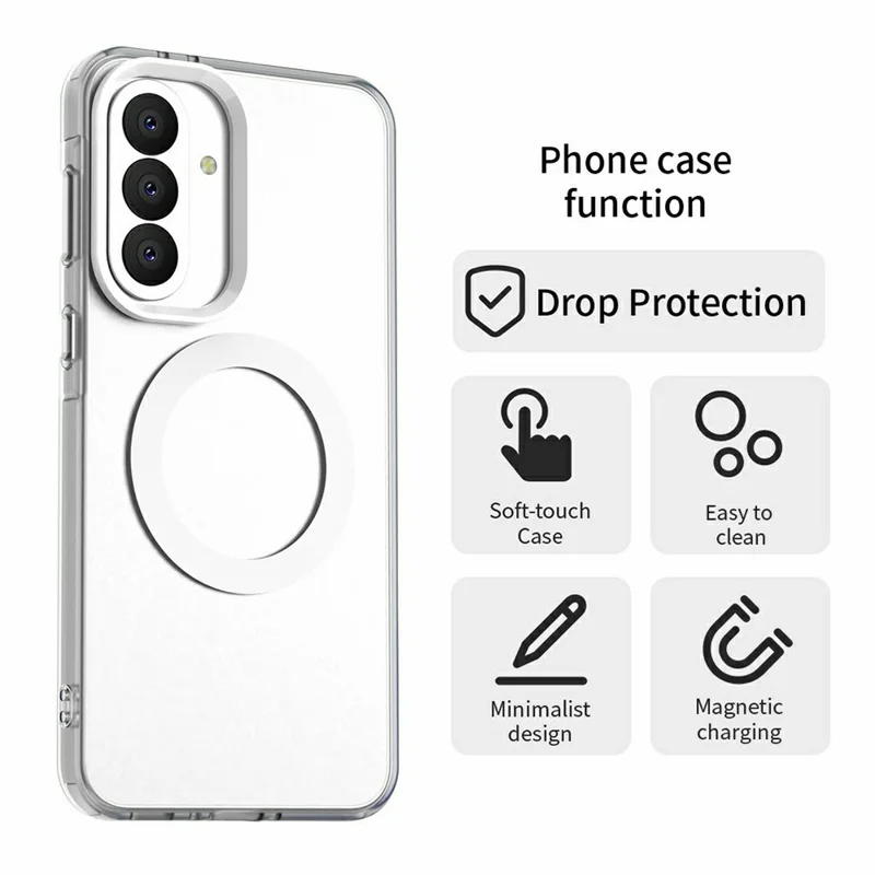 For Samsung Galaxy A37 5G Magnetic Case Anti Drop Hybrid Phone Back Cover - White