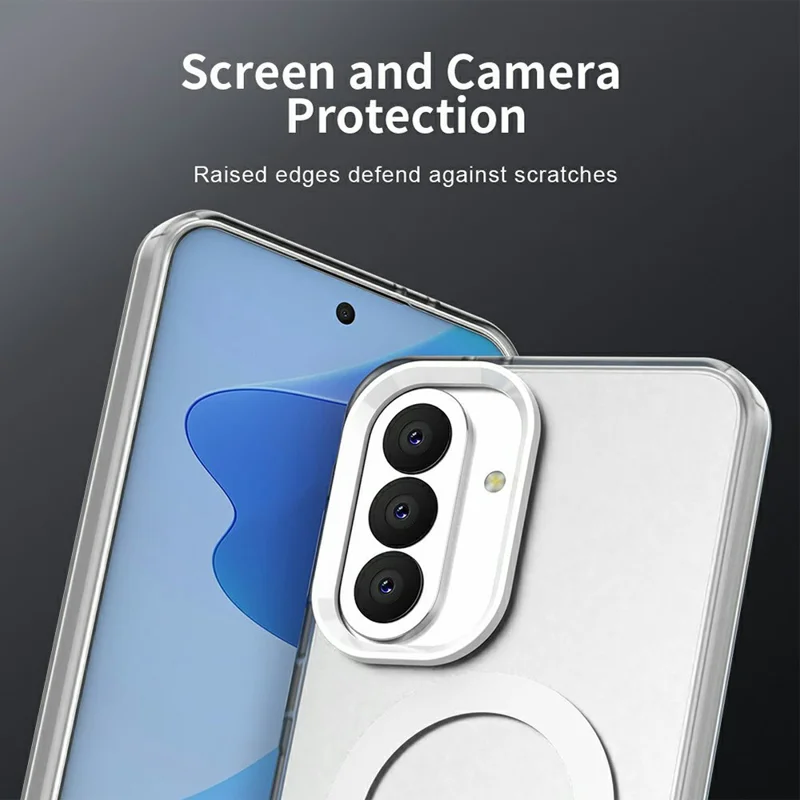 For Samsung Galaxy A37 5G Magnetic Case Anti Drop Hybrid Phone Back Cover - White