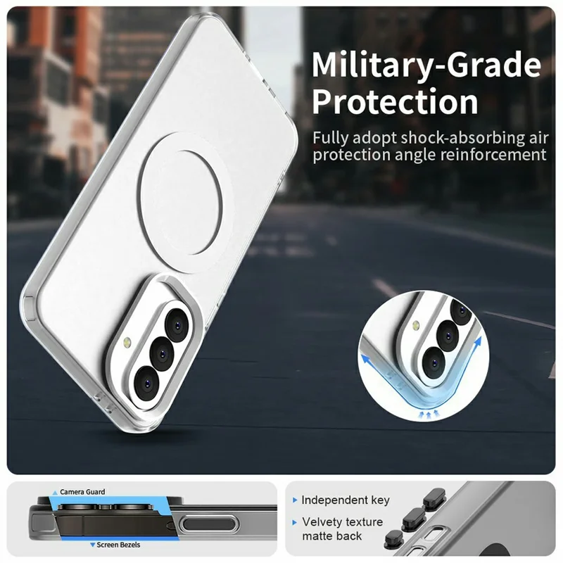 For Samsung Galaxy A37 5G Magnetic Case Anti Drop Hybrid Phone Back Cover - White