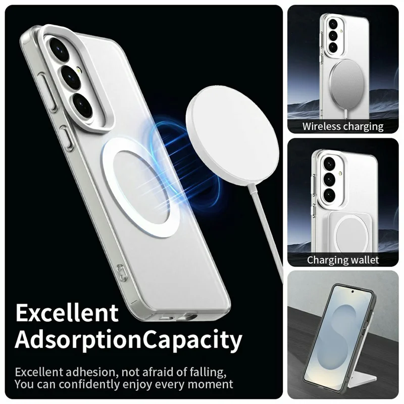 For Samsung Galaxy S26 Magnetic Case Anti Drop Hybrid Phone Back Cover - White