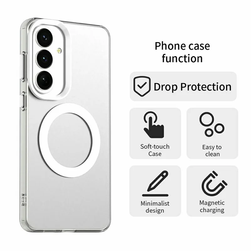 For Samsung Galaxy S26 Magnetic Case Anti Drop Hybrid Phone Back Cover - White