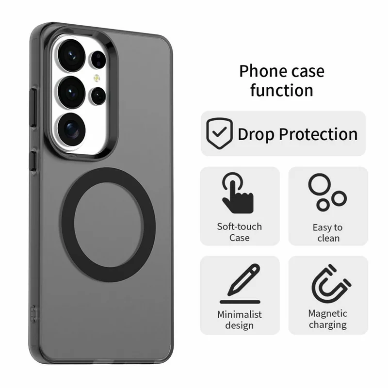 For Samsung Galaxy S26 Ultra Magnetic Case Anti Drop Hybrid Phone Back Cover - Black