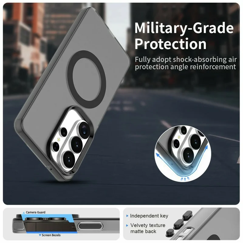 For Samsung Galaxy S26 Ultra Magnetic Case Anti Drop Hybrid Phone Back Cover - Black