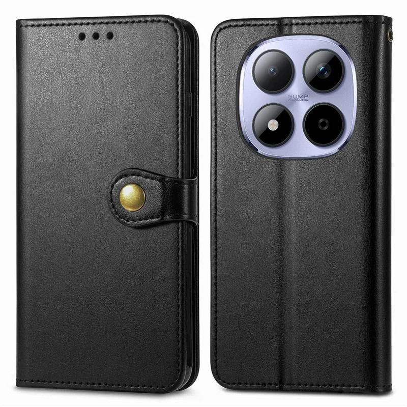 For Xiaomi Redmi Note 15 Pro 5G (Global) Case Wallet Stand Leather Phone Cover with Wrist Strap - Black