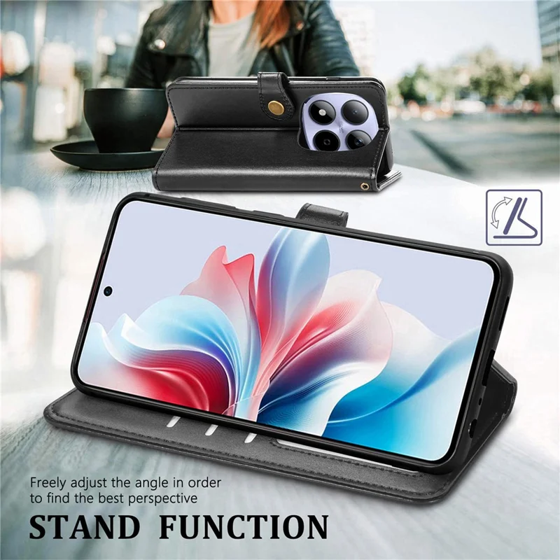 For Xiaomi Redmi Note 15 Pro 5G (Global) Case Wallet Stand Leather Phone Cover with Wrist Strap - Black