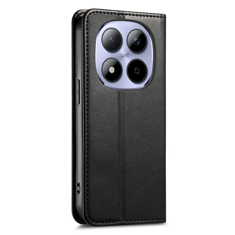 For Xiaomi Redmi Note 15 Pro 5G (Global) Case Wallet Tri-Color Stitching Leather Phone Cover with Elastic Wristband - Black