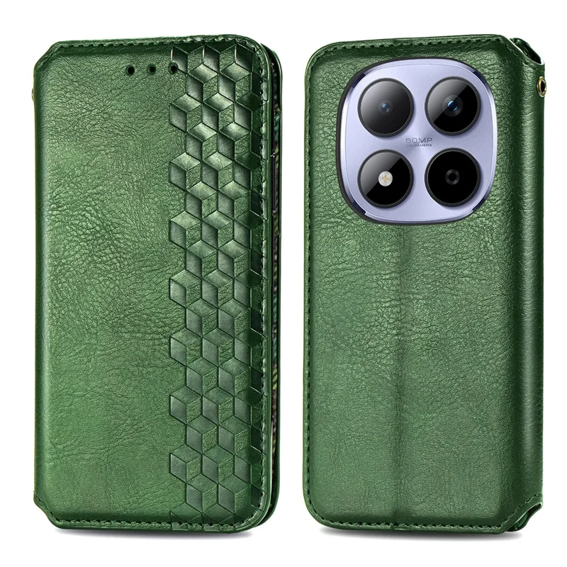 For Xiaomi Redmi Note 15 Pro 5G (Global) Case Rhombus Imprint PU Leather Wallet Phone Cover - Green