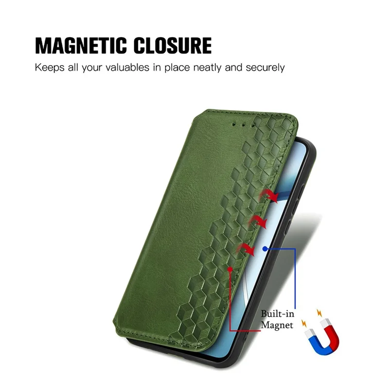 For Xiaomi Redmi Note 15 Pro 5G (Global) Case Rhombus Imprint PU Leather Wallet Phone Cover - Green