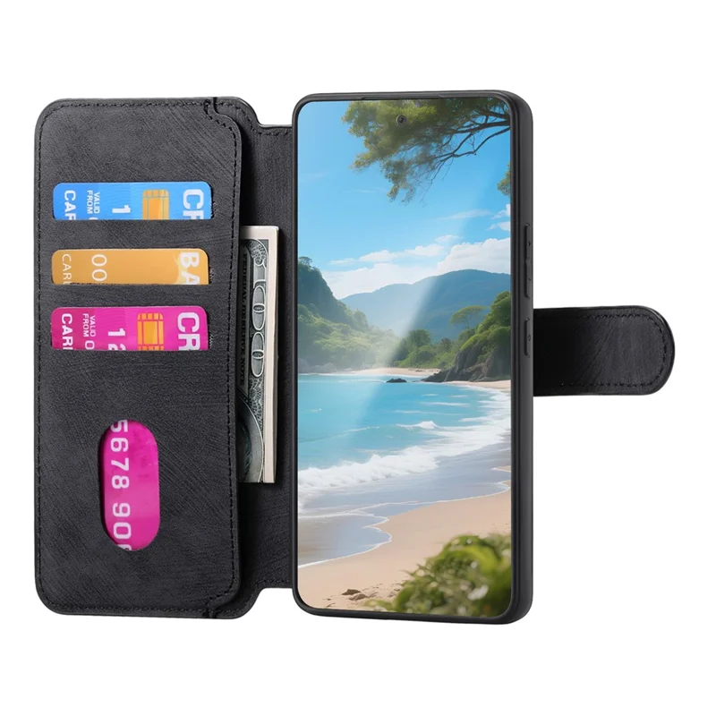 CASENEO MW-03 For Xiaomi Redmi Note 15 Pro 5G (Global) Magnetic Case Detachable Leather Phone Wallet Cover - Black