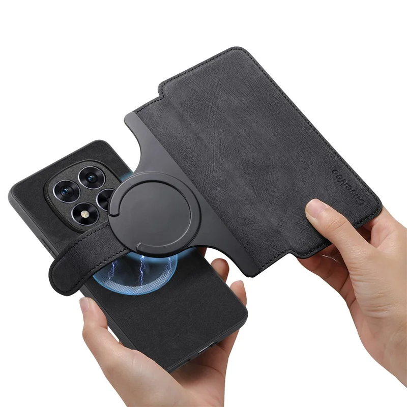 CASENEO MW-03 For Xiaomi Redmi Note 15 Pro 5G (Global) Magnetic Case Detachable Leather Phone Wallet Cover - Black