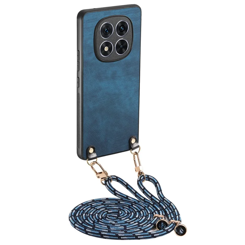 For Xiaomi Redmi Note 15 Pro 5G (Global) Retro Leather Phone Back Cover with Adjustable Strap - Blue