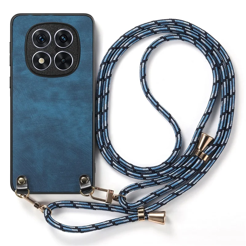 For Xiaomi Redmi Note 15 Pro 5G (Global) Retro Leather Phone Back Cover with Adjustable Strap - Blue