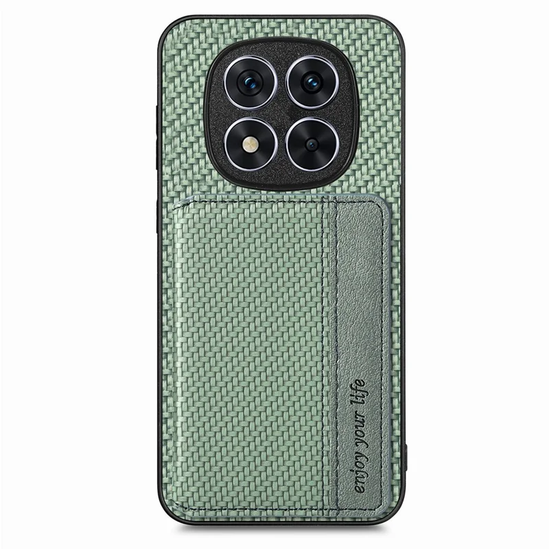 For Xiaomi Redmi Note 15 Pro 5G (Global) Case RFID Blocking Carbon Fiber Leather Phone Back Cover with Card Holder - Green