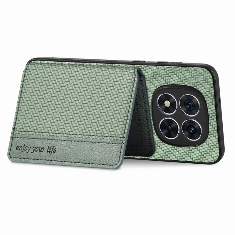 For Xiaomi Redmi Note 15 Pro 5G (Global) Case RFID Blocking Carbon Fiber Leather Phone Back Cover with Card Holder - Green