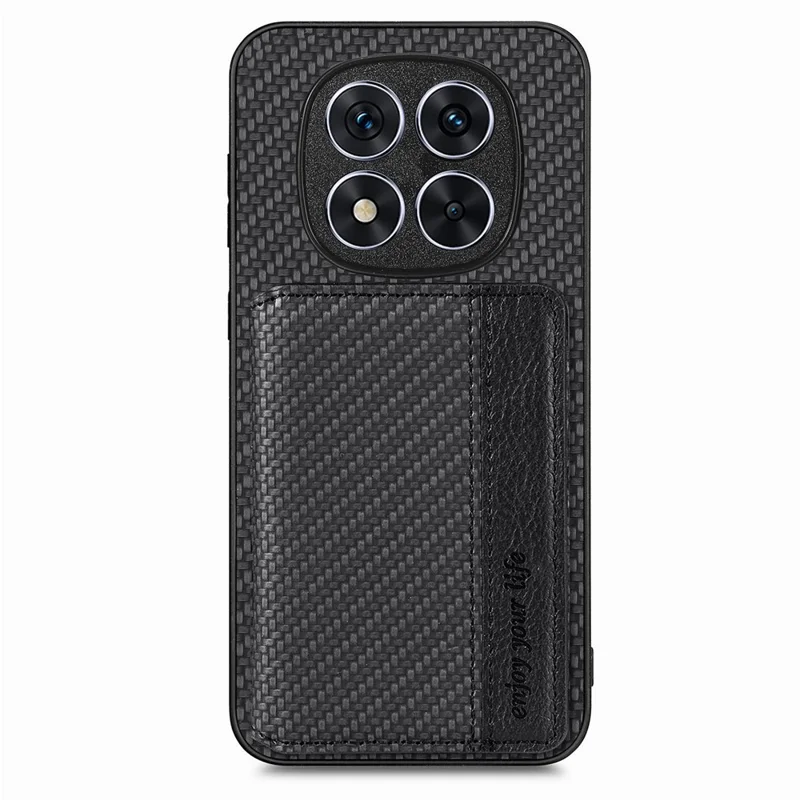 For Xiaomi Redmi Note 15 Pro 5G (Global) Case RFID Blocking Carbon Fiber Leather Phone Back Cover with Card Holder - Black