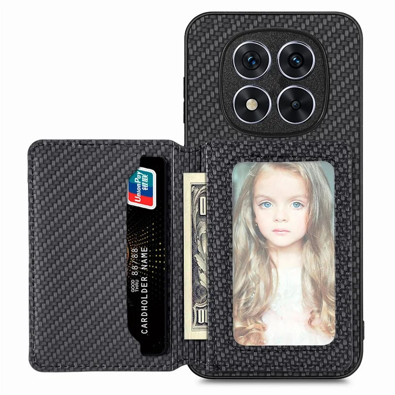 For Xiaomi Redmi Note 15 Pro 5G (Global) Case RFID Blocking Carbon Fiber Leather Phone Back Cover with Card Holder - Black