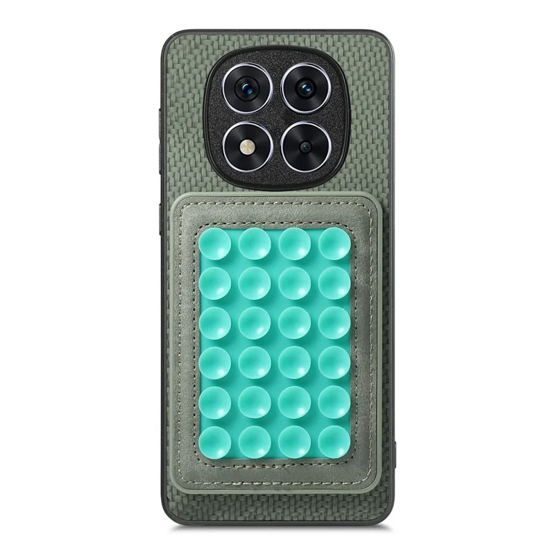 For Xiaomi Redmi Note 15 Pro 5G (Global) Case Carbon Fiber Texture Leather Back Cover with Magnetic Detachable Suction Cup - Green