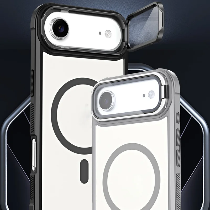 For iPhone Air Magnetic Case Lens Cover Kickstand Matte Back Cover - Grey