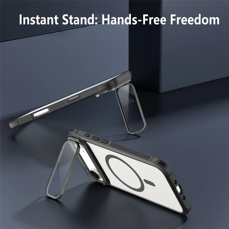 For iPhone Air Magnetic Case Lens Cover Kickstand Matte Back Cover - Grey