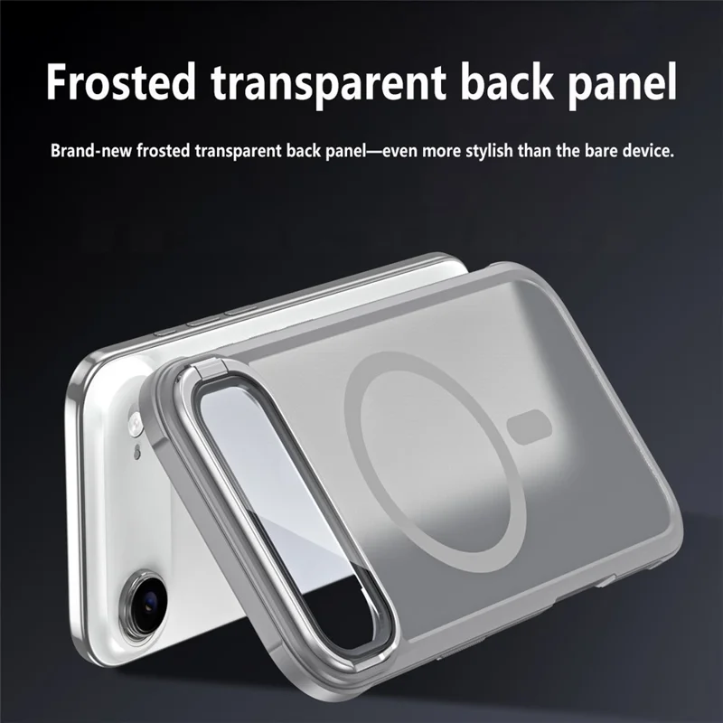 For iPhone Air Magnetic Case Lens Cover Kickstand Matte Back Cover - Grey