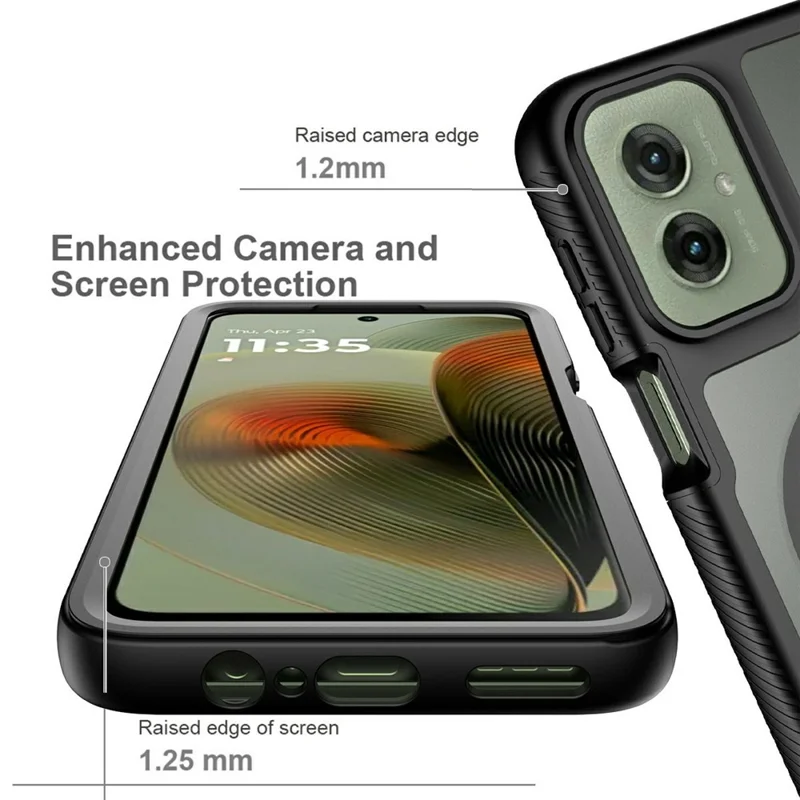 For Motorola Moto G55 5G Magnetic Phone Case Detachable 2 in 1 Translucent Matte PC TPU Back Cover - Black