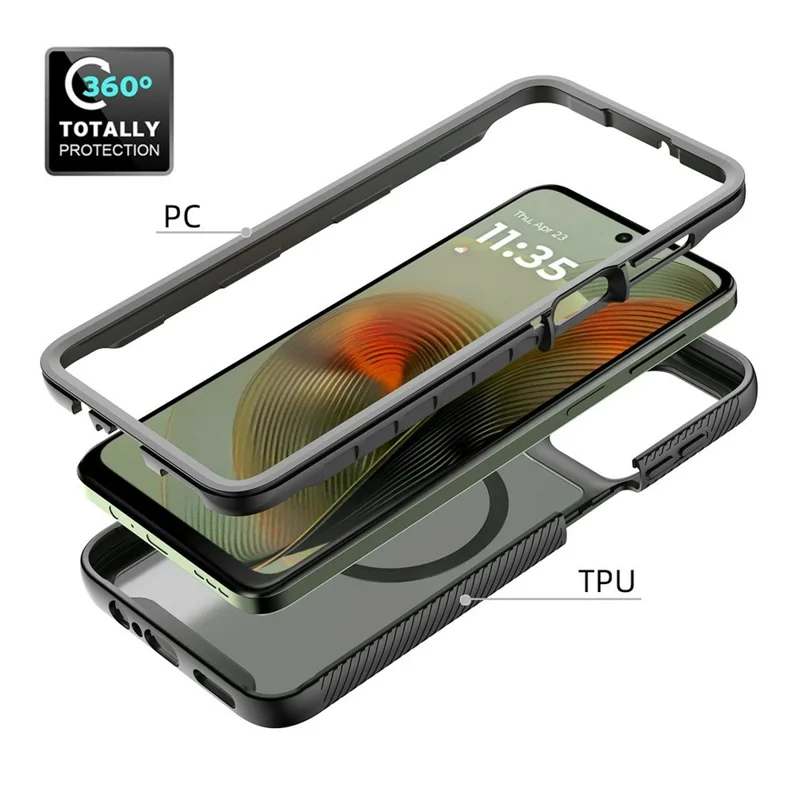 For Motorola Moto G55 5G Magnetic Phone Case Detachable 2 in 1 Translucent Matte PC TPU Back Cover - Black