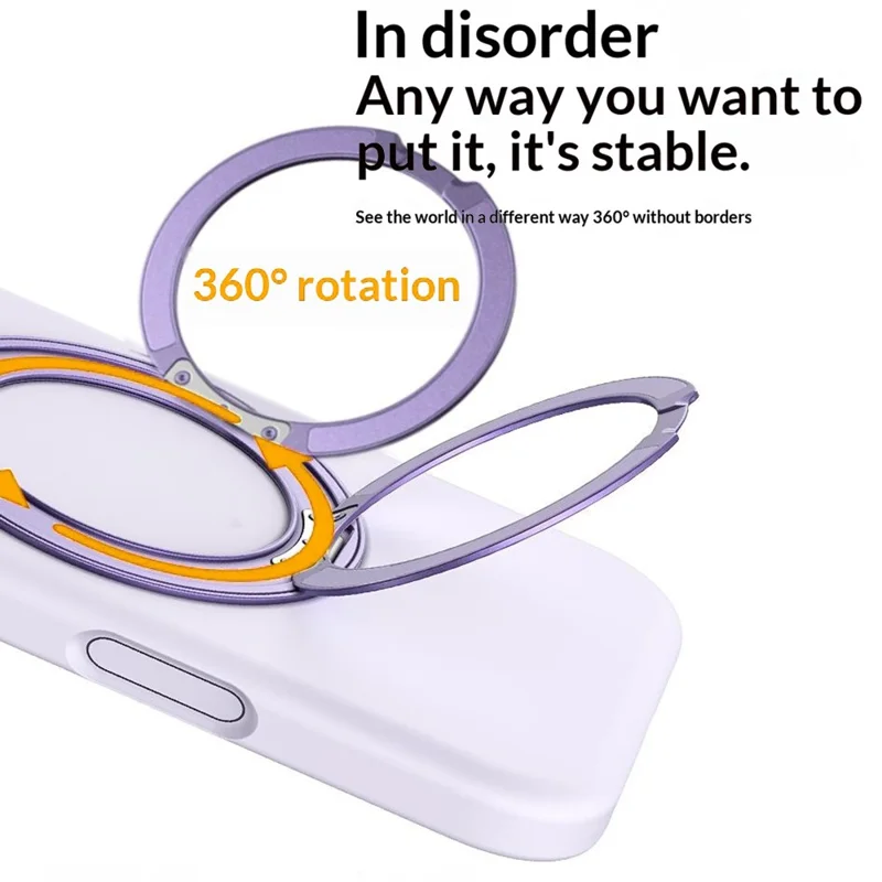 Coque magnétique pour iPhone 17 Pro Max en silicone liquide avec support pivotant à 360°, grande découpe pour appareil photo - Violet