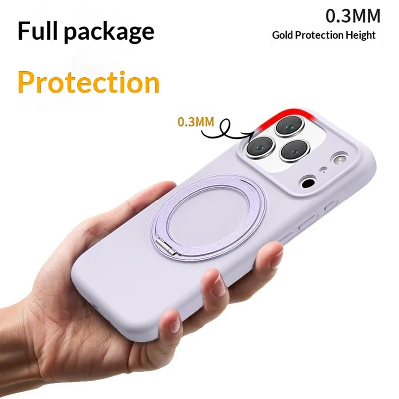 Bulk Purchasing For iPhone 17 Pro Magnetic Case Liquid Silicone Phone Cover with 360 Rotating Kickstand Large Camera Cutout - Purple
