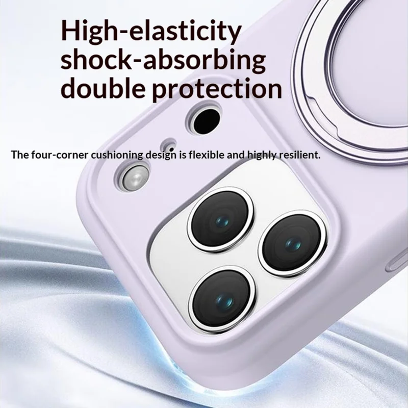 Bulk Purchasing For iPhone 17 Pro Magnetic Case Liquid Silicone Phone Cover with 360 Rotating Kickstand Large Camera Cutout - Purple
