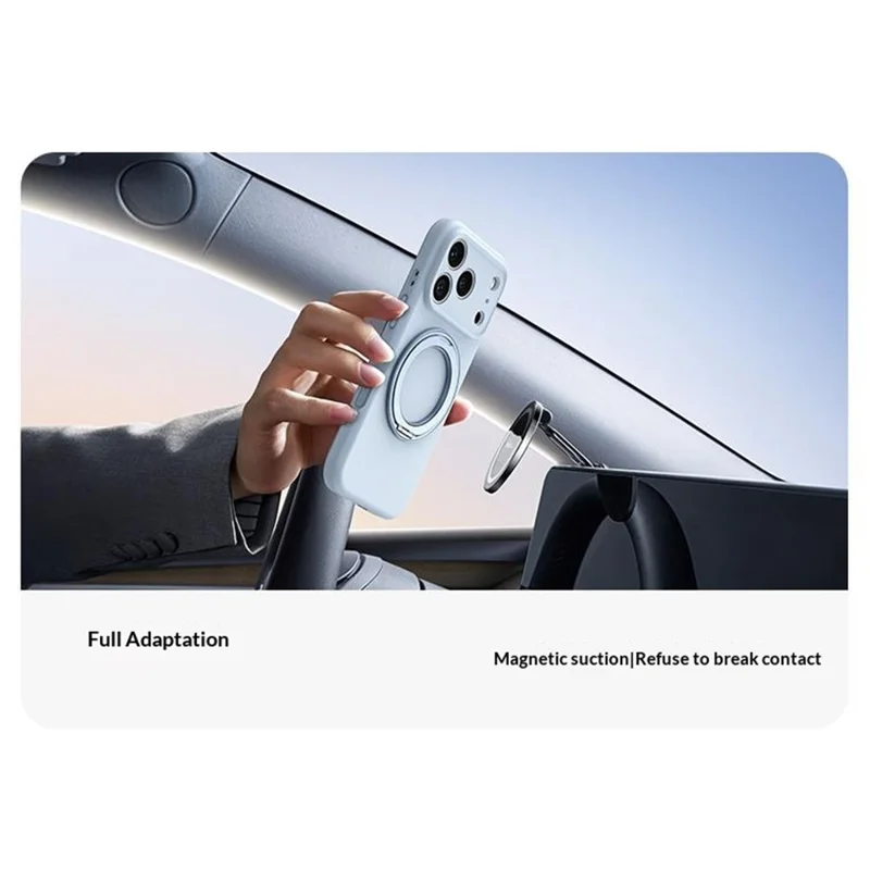 Bulk Purchasing For iPhone 17 Pro Max Magnetic Phone Case with 360° Rotating Kickstand Liquid Silicone Cover - Baby Blue