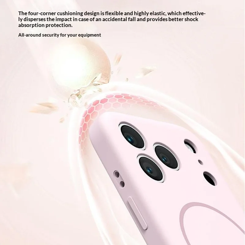 For iPhone 17 Pro Magnetic Phone Case Liquid Silicone PC Protective Back Cover Compatible with MagSafe - Cherry