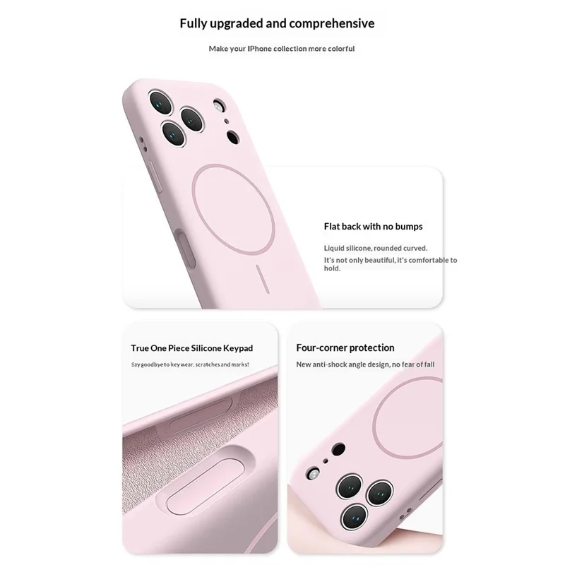 For iPhone 17 Pro Max Magnetic Phone Case Liquid Silicone PC Protective Back Cover Compatible with MagSafe - Cherry