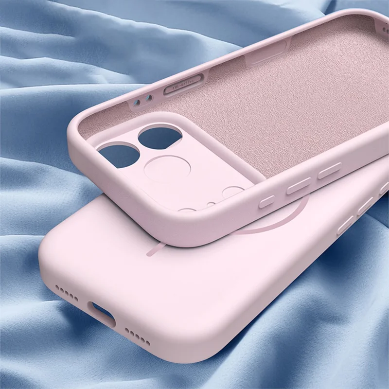 For iPhone 17 Pro Max Magnetic Phone Case Liquid Silicone PC Protective Back Cover Compatible with MagSafe - Cherry