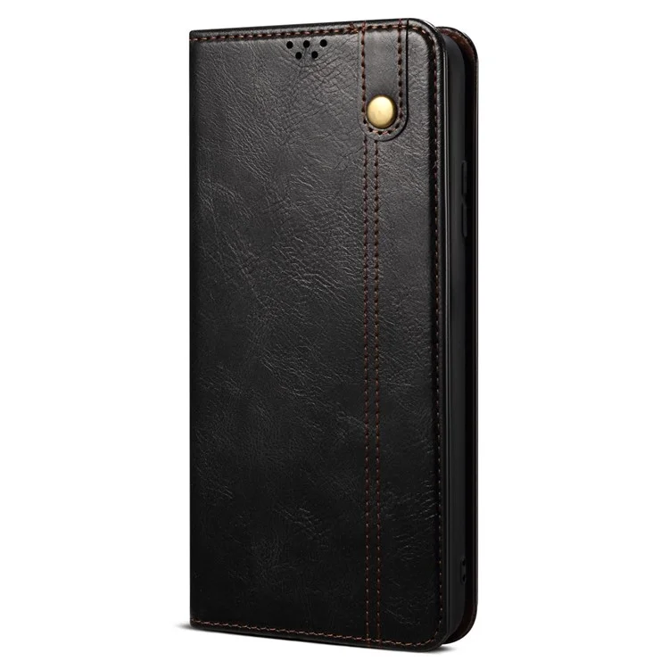 Funda de Teléfono de Piel de Poliuretano Anti-Gota para Xiaomi Redmi Note 12 Pro 5G / Note 12 Pro Speed 5G / Poco X5 Pro 5G Textura de Caballo Loco Ceroso Billetera Soporte de Teléfono - Negro