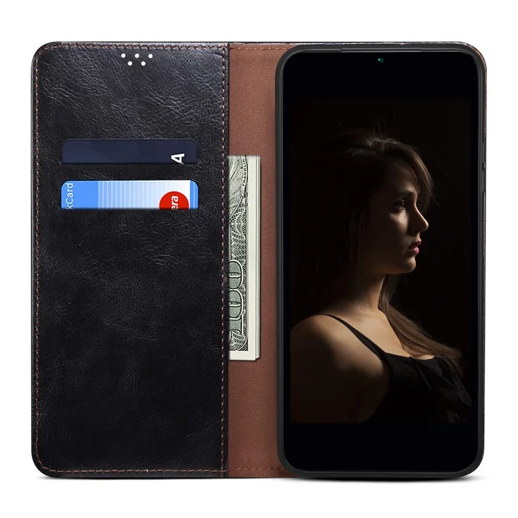 Para Xiaomi Redmi Note 12 Pro+ 5G Waxy Crazy Horse Texture Full Protection Phone Case PU Leather Stand Wallet Smartphone Cover - Preto