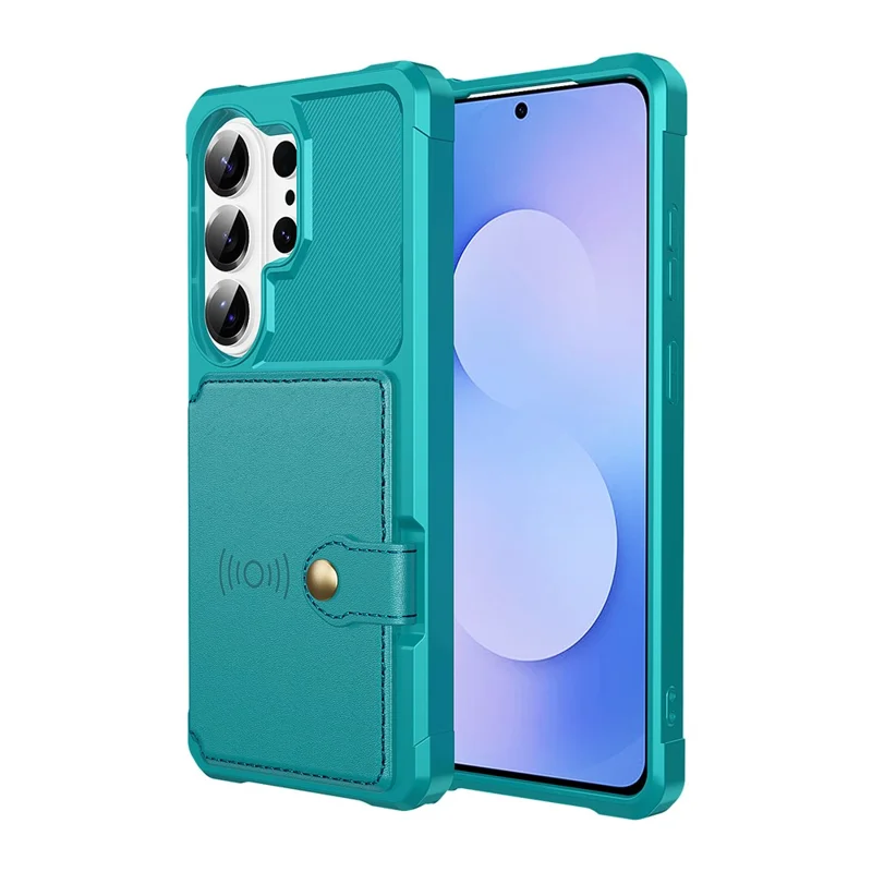 For Samsung Galaxy S26 Ultra Case with Card Holder PU Leather + TPU Phone Back Cover - Green