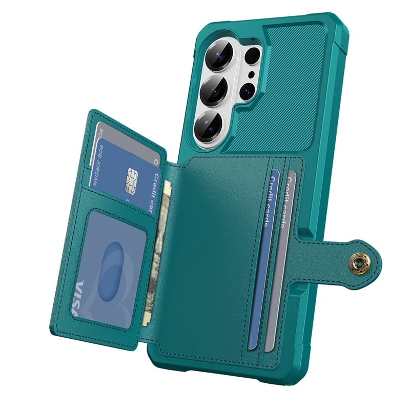 For Samsung Galaxy S26 Ultra Case with Card Holder PU Leather + TPU Phone Back Cover - Green