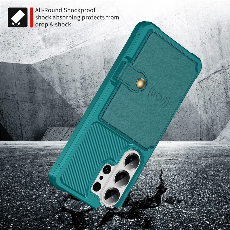For Samsung Galaxy S26 Ultra Case with Card Holder PU Leather + TPU Phone Back Cover - Green