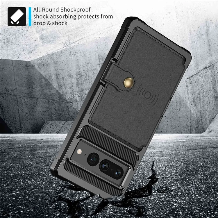 ZM03 Para o Google Pixel 7 Pro 5g Caixa de Telefone à Prova de Choques Caixa de Kickstand Holder Trepa de Telefone Com Folha de Metal Magnético - Preto