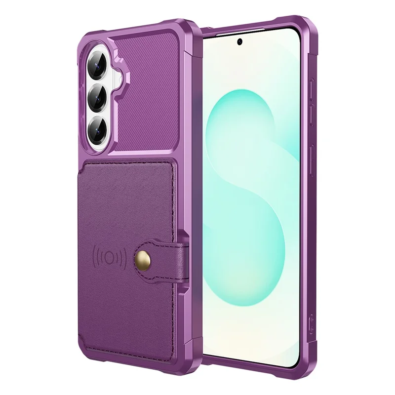 For Samsung Galaxy S26 Case with Card Holder PU Leather + TPU Phone Back Cover - Purple
