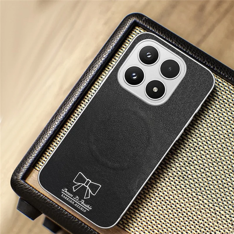 For Xiaomi 17 Magnetic Case Butterfly Bow Pattern PU Leather + TPU + PC Shockproof Phone Cover - Black