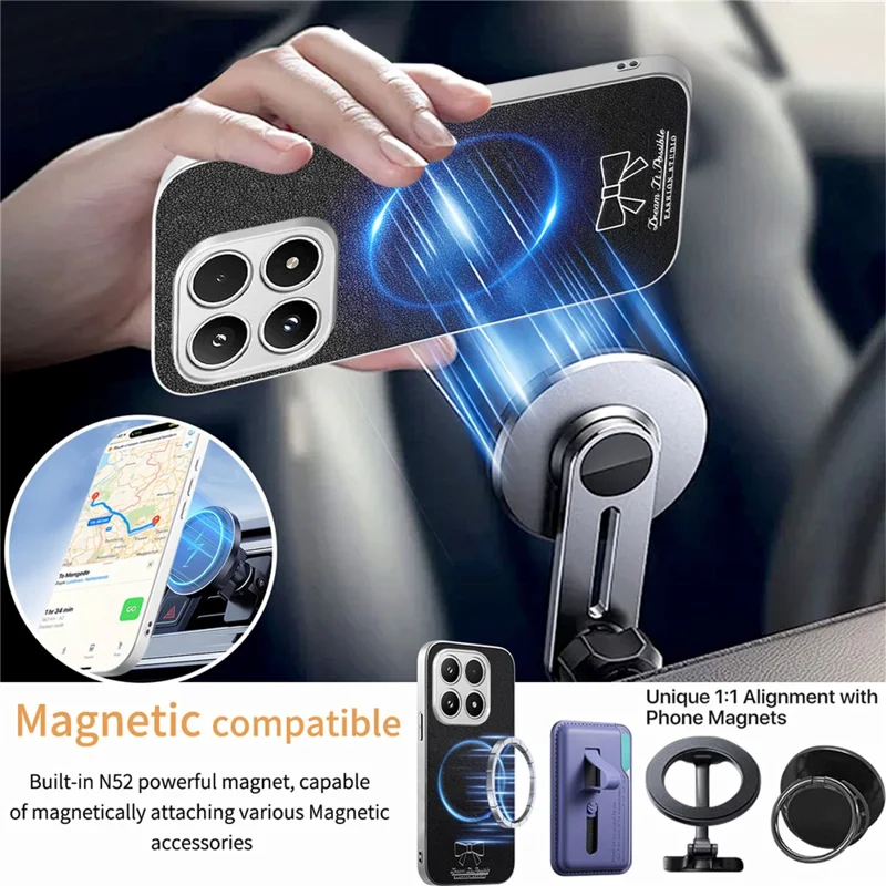 For Xiaomi 17 Magnetic Case Butterfly Bow Pattern PU Leather + TPU + PC Shockproof Phone Cover - Black