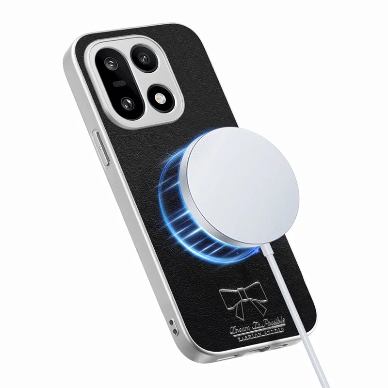 For OnePlus 15 5G Magnetic Case Butterfly Bow Pattern PU Leather + TPU + PC Shockproof Phone Cover - Black