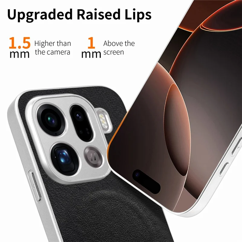 Capa Magnética para Oppo Find X9 Pro 5G com Estampa de Laço Borboleta, Capa para Telemóvel em PU + TPU + PC à Prova de Choques - Preto