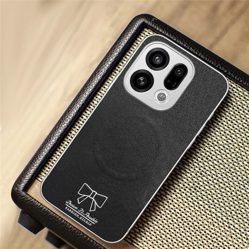 For Oppo Find X9 5G Magnetic Case Butterfly Bow Pattern PU Leather + TPU + PC Shockproof Phone Cover - Black