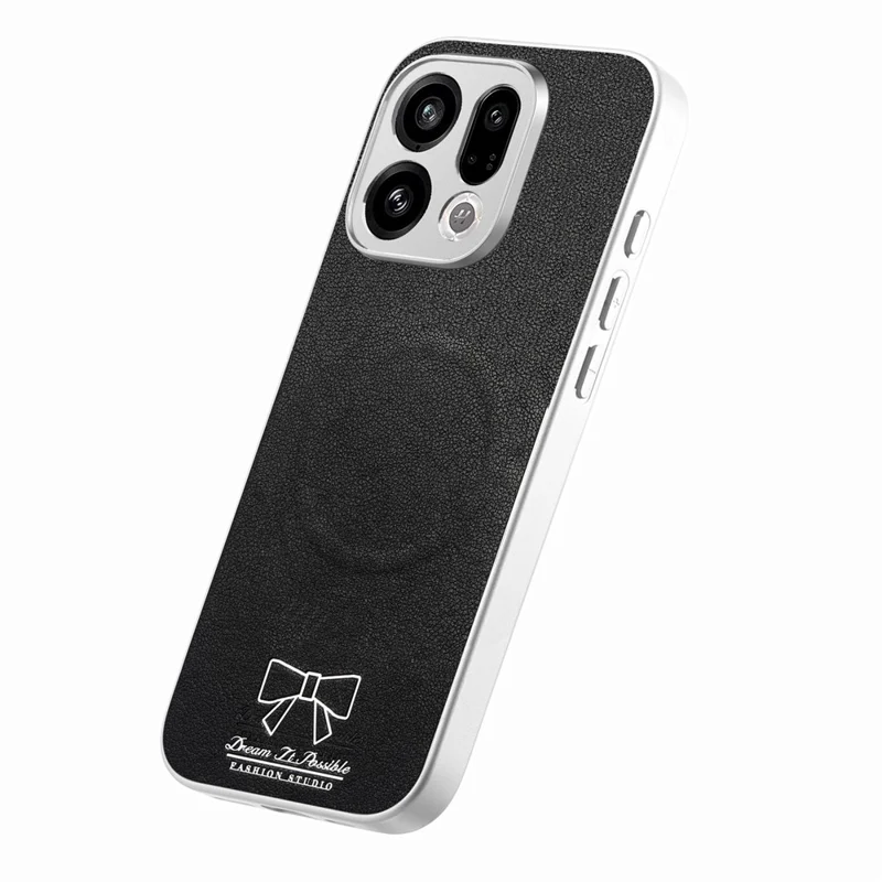 For Oppo Find X9 5G Magnetic Case Butterfly Bow Pattern PU Leather + TPU + PC Shockproof Phone Cover - Black